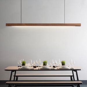 Pendant Lamps Nordic Modern Wooden Black Walnut Pine LED Light Dining Table Living Room Kitchen Island Office Home Decor Hanghing Lamp