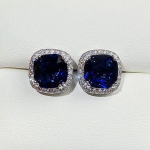 Studörhängen Brilliant Cubic Zirconia for Women Elegant Blue CZ Ear Accessories Engagement Wedding Party Fashion Jewelry Gift