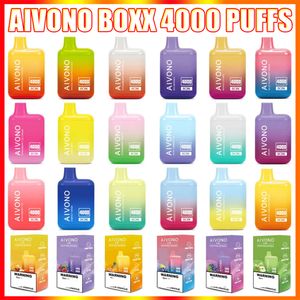 Оригинальный Aivono Aim Boxx 4000 Puffs Ondessable Vape Pen E Sigarette с аккумуляторной батареей 650 мАч 10 ​​мл предварительно заполненной пирожной эльф -бокс.