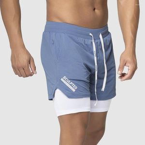 Pantaloncini da uomo Mens Summer 2 In1 Running Bodybuilding Pantaloni sportivi Fitness Pantaloni corti Pratica maschile Jogger Allenamento in palestra Allenamento