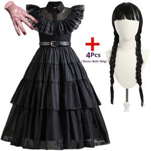 Film's Movie Costumes Girl Birthday Princess Costume Black Fancy Halloween Carnival Mercoledì Cosplay Abiti per bambini 230801