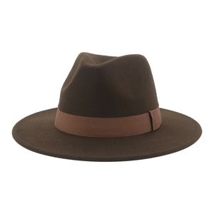 Breda randen hattar hink kvinnor hatt män fedora bälte bandband solid klassisk formell klänning bröllop för sombreros de mujer 230801