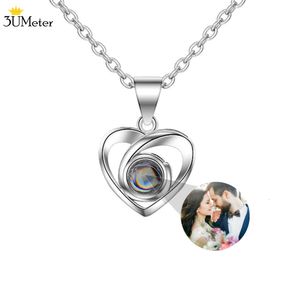 Pendant Necklaces Customized Po Projection Necklace Custom Woemn Heart Personalized Jewelry Mother's Day Gift 230731