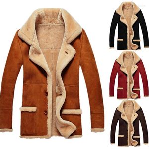 Jaquetas masculinas Wepbel Casaco engrossado Outono manga longa bolsos inverno manter quente jaqueta de couro sintético Outwear