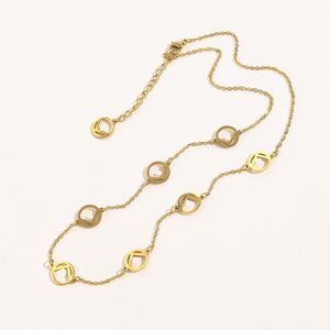 New Fashion Gold F Circle Pendant Necklace Stainless Steel Chain Jewelry for Women Gift