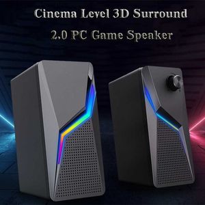 ポータブルスピーカーコンピューターゲームスピーカーPCスピーカーHIFIステレオマイクUSB LED RGB照明強いベース2.0スピーカーZ230801