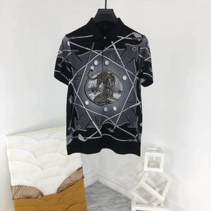 Herrpolos mode ZC9295 Toppar Tees 2023 Runway Luxury European Design Print Party Style T-shirts kläder