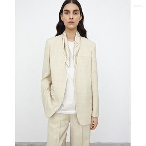 Ternos femininos EOS 2023 TOTE Nordic Minimalist Wind Linen Liu Wen com os mesmos tops clássicos básicos