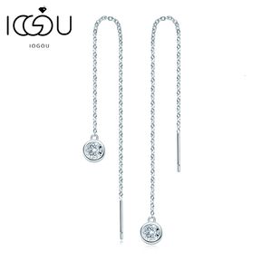 Stud Iogou Ear Line Long wiszące 5 mm kroplowe kolczyki 925 srebrne srebro dla kobiet Dangle Tassel Kolczyki biżuterii Prezent 2307731