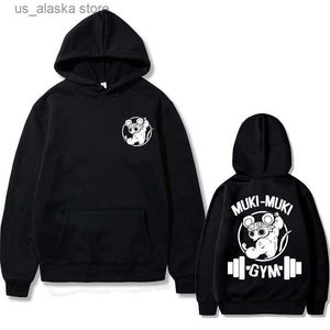 Herrtröjor tröjor ninja muskulös mus gym hoodie japansk anime demon slayer uzui tengen tryck hoodies roliga män casual mode hooded sportkläder t230731