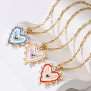 Pendant Necklaces Mafisar Unique Design Gold Plate Funny Colourful Enamel Drip Oil Heart Shape Geometric Necklace Woman Cute Jewelry Gifts