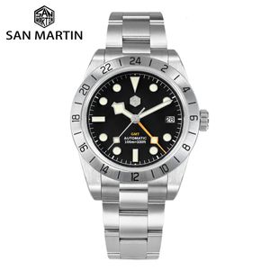 Наручительные часы San Martin NH34 39 мм BB GMT Luxury Mens Watches Business Dress Watch для мужчин Автоматический механический сапфир дата Windows BGW9 230731