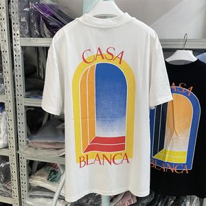 남자 Tshirts 2023 Summer Casablanca Tshirts 고품질 편지 인쇄 짧은 슬리브 탑 Casa Blanca Cotton Loose T 셔츠 남성용 여성 330