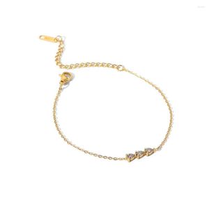 Strand Stainless Steel PVD 18K Gold Plated Tarnish Waterproof Simply Rhinestoned Bracelet For Woman Jewelry Wholesale Trendy