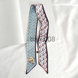 Scarves Hot Fashion New Twill Silk Small Women Fashion Chain Scarf Hair Bags Handle Decoration Tie Multifunction Hand Ribbon Scarf SJ244 J230801