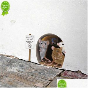 Adesivi murali Buco del mouse realistico per scale angolari Decalcomanie decorative per la casa carine divertenti Drop Delivery Garden Dh5Gd