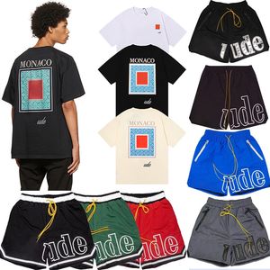 デザイナーTシャツメンズショーツビーチショートパンツレディースコットンショートスリーブシャツカジュアルTシャツ汎用rhudeTシャツクイック乾燥通気性メッシュショーツトップ