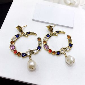 Colorful Earrings For Womens Ladies Wedding Party Fashion Luxury Golden Silver Letters Ear Studs Designer Brands Trendy Earring Jewelry