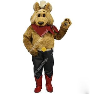 Personagem adulto bonito cowboy coiote fantasia de mascote vestido de natal de halloween vestido de corpo inteiro adereços roupa traje de mascote