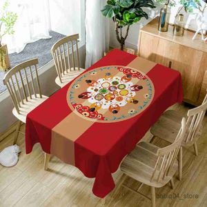 Bord tyg bokstäver tryckning dutduk röd middag mönster bordt tvättbart vattentätt rektangulärt bordsskydd för kök vardagsrum R230801