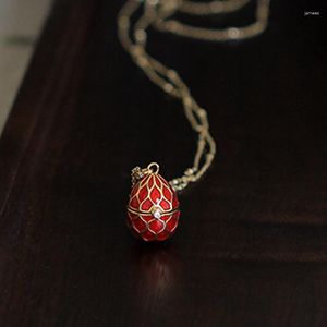 Pendants 925 Sterling Silver Faberge Egg Locket Pendant For Women Sweater Necklace Easter Party Cosplay Props Jewelry Girls Xmas Gifts