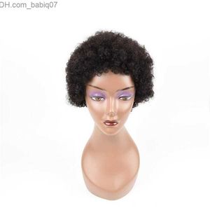Syntetyczne peruki nieprzetworzone brazylijskie perwersyjne, pełne pełne koronkowe perukę z włosami dla dzieci afro kręcone ludzkie włosy dla czarnych kobiet Z230801