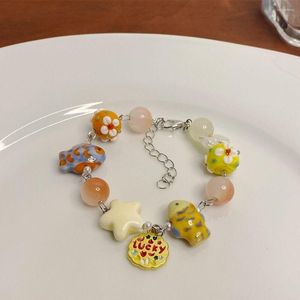 Strand Lucky Fish Bracelet Bonito Estilo Coreano Vidro Coqueiro Corda de Mão Jóias Acessórios Design de Moda
