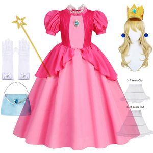 Flickans klänningar persika klänningar för flickor prinsessan kostym kläder fest cosplay halloween karneval födelsedagsklänning barn vestidos 230801
