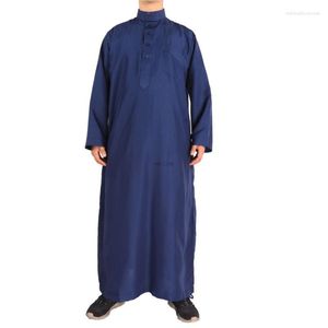 Ethnische Kleidung 2023 Muslimischer Naher Osten Männer Langarm Arabisch Rundhalsausschnitt Islamische Feste Farbe Kaftan Maxi Dubai Jubba Thobe Abaya