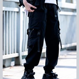 Herrbyxor mode last män svart techwear y2k punk streetwear chic casual women harajuku topp märke fickor ribbon