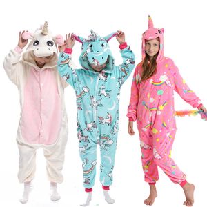 Pijama Terno Kigurumi para Crianças Macacão Inverno Quente Crianças Pijamas Meninas Bebê Menino Pijamas Anime Unicórnio Pijama Casa Infantil 230731