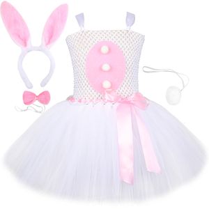 Flickans klänningar Baby Girls Easter Bunny Tutu Dress for Kids Rabbit Cosplay Costumes Toddler Girl Birthday Party Tulle outfit Holiday kläder 230731