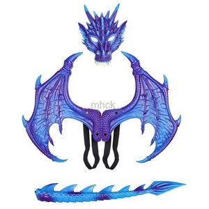 الحفلات أقنعة عيد الهالوين كرنفال الأطفال لباس Toy Dragon Wings Tail Mask مجموعة الأداء يوم الأطفال Props HKD230801