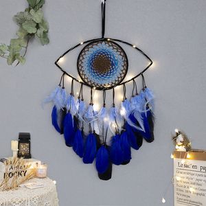 Decorative Objects Figurines Dream Catcher For Bedroom With Lights Wall Hanging Catchers Witch Dark Decor Gothic Dreamcatchers Craft Gift 230731