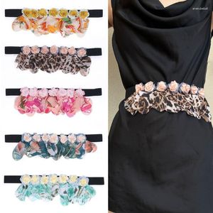 Belts 1Pc Women Clothes Dress Decoration Belt European American Style Handmade Fabric Flower Exquisite Elegant Elastic Waistband