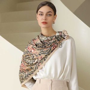 Halsdukar Luxury Brand Women 90x90cm Silk Scarf Scarves Square Scarf Female Printed Head Hijab Women Satin Scarf Foulard Bandana Women J230801