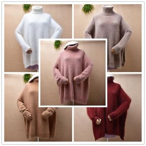 Women's Sweaters Female Women Spring Winter Clothing Hairy Angora Hair Knitwear Long Sleeves Turtleneck Loose Pullover Jumper Sweater