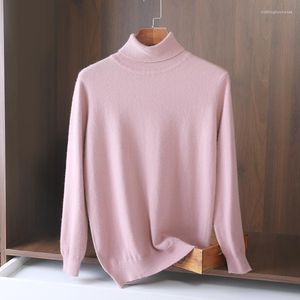 Męskie swetry jesień i zima 2023 Business Casual High Collar SWEATER Prosty klasyczny skóra przyjazny dla czystego koloru pullover