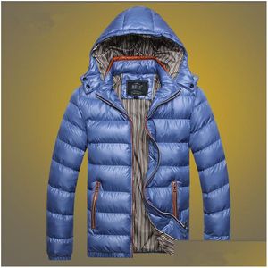 Parka da uomo 5 colori Giacche invernali da uomo Addensare Cappotto caldo Moda Casual Tinta unita Con cappuccio M-5Xl Drop Delivery Abbigliamento Panno Dhvqs