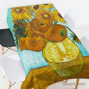 Table Cloth Oil Painting Art Tablecloth Sunflower World Famous Artwork Cotton Home Decoration Wall Art Tablecloth Table Cloth R230801