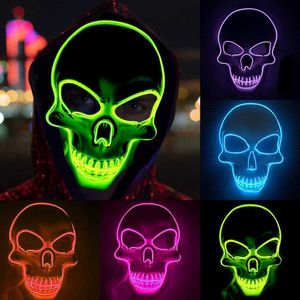 Party Masks Neon Mask Led Light Up Maski Party Rok wyborów Oczyszczający Świetny Funny Festival Festival Cosplay Cosplay Dostarki Glow Dark Skeleton HKD230801