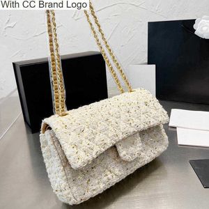 CC Bolsas de ombro de CC Mulheres de tweed de grande capacidade Double Flap ombro de ombro acolchoado em emenda clássica clássica de luxo fanny pack bolsas designer feminina mala de bolsa de bolsa Borse Borse