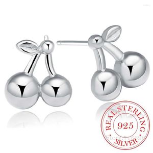 Stud Earrings 925 Sterling Silver Cherry For Women Kids 2023 Prevent Allergy Pendientes Plata De Ley Mujer