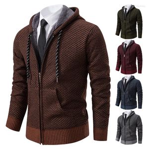 Giacche da uomo Inverno Autunno Abbigliamento Cappotto maglione freddo Giacca lavorata a maglia in pile Cerniera con cappuccio Maglioni blu di qualità coreana di lusso