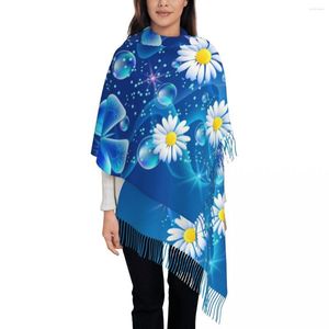 Scarves Women Scarf Tassel Head Wraps Butterflies With Bubbles Daisy In The Sky Femme Thin Autumn Spring Winter Bandana