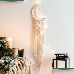 Itens de novidade Tecido Dream Catcher Rame Tapeçaria para pendurar na parede Decoração de berçário para casa Ornamento de Dreamcatcher feito à mão Bege Bohemian S Dhxpk