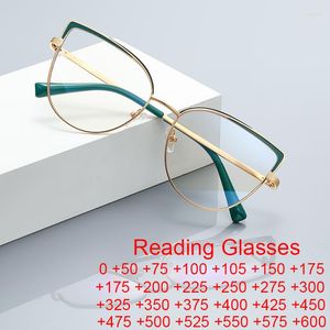 Solglasögon Cateye Reading Glasses Kvinnor Spring Hinge Fashion -glasögon Anti Blue Light med receptlinser 0 - 6.0