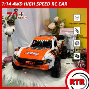 Electric RC Car Q130 1 14 70KM H 4WD RC With Light Brushless Motor Remote Control High Speed Drift Monster Truck Toys for Adults Kids 230731