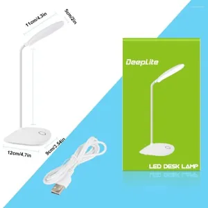 Bordslampor LED -skrivbordslampan med flexibel svenhals Dimble 5W Touch Control Compact Portable Light for Dorm Study Office Bedroom