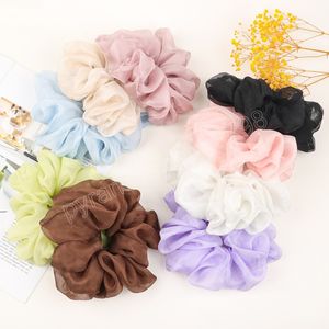 Summer Sweet Organza Scrunchies Overized Solid Color Hair Bands Women Chiffon Ponytail Holder Hair Ties Hårtillbehör